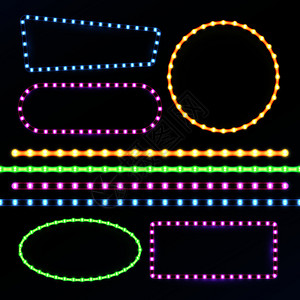 线光和亮横幅图示线和带光条以及二极边框矢量套装线架光和亮横幅图示背景图片