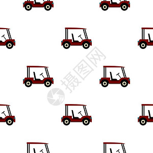 红高尔夫车模式无缝背景重复矢量图图片