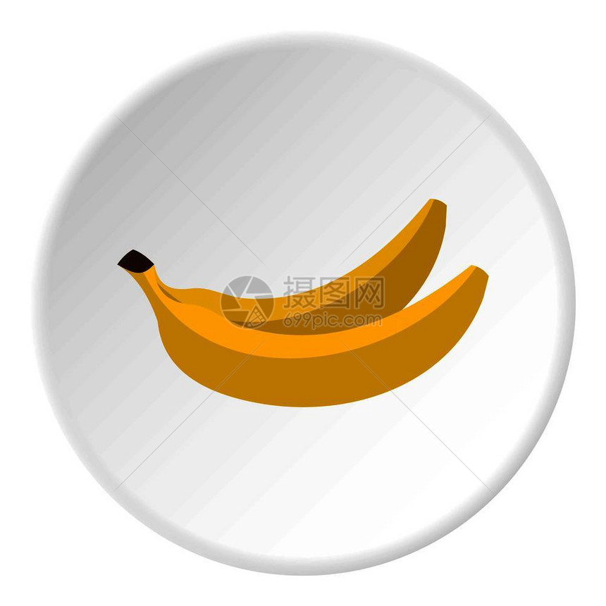 用于Web的平面圆形孤立矢量插图的香蕉标圆图片