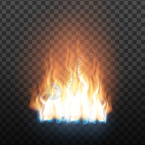 金沙粒子动画活热溢刷在透明网格背景上燃烧并产生发光的颗粒火球效应3d说明现实的装饰易燃火焰矢量插画