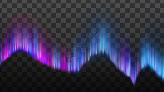 色季拉山现实的北层大气成分在透明网格背景中产生不同颜色和复杂程度的光亮3d说明北极部光矢量现象设计图片