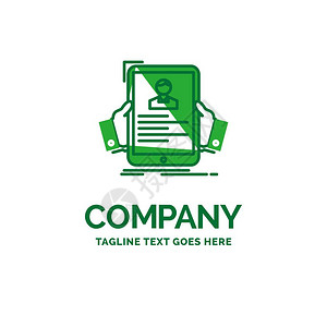 履历雇员用小时简介平板商业徽标模创造绿色品牌名称设计图片