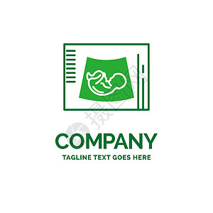 怀孕声波图婴儿超声波平板商业标志模创意绿色品牌设计图片