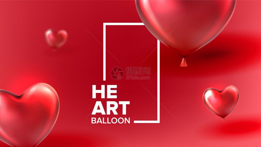 情人节矢量的美丽装饰现实明亮的红气球以心形式呈现出来盛情浪漫的爱日派对彩色美丽的明信片3d插图情人节矢量的美丽装饰图片