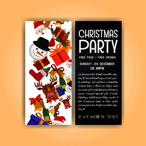 圣诞节派对海报VintageChristma派对传单模板矢量eps10抽象模板背景插画