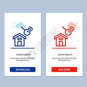 城市建筑房屋搜索蓝色和红下载购买网络部件卡模板图片