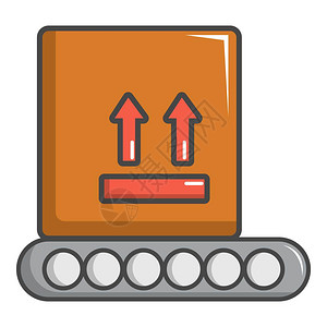 带有框图标的传送带的漫画插图有框矢量标用于网络设计传送带有框图标卡通风格背景图片
