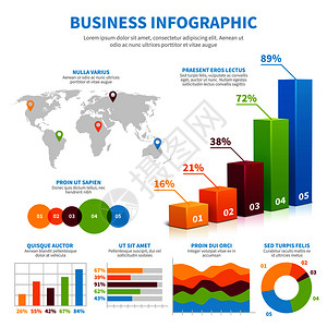 室内3D图3d图表和的商务信息矢量模板数据可视化财务概念插图条和可视化增长财务图的示例数据可视化财务概念插画