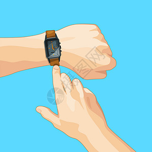 使用机械手表的商业概念图象矢量示分离时间钟和手表腕观察图片