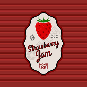 草莓果酱类复古标签图片