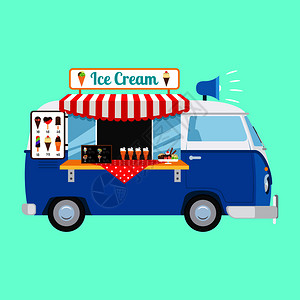 浅蓝背景的冰淇淋卡通漫画矢量图高清图片
