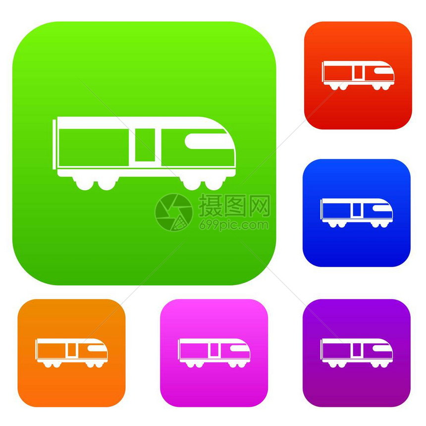 以不同颜色的孤立矢量插图显示swi山火车集图标山火车集图片