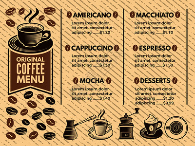 意式咖啡机咖啡馆菜单矢量式图片咖啡馆菜单豆类插图咖啡馆邀请插画