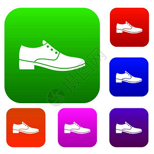 男子用不同颜色的孤立矢量图解组了男鞋标图片
