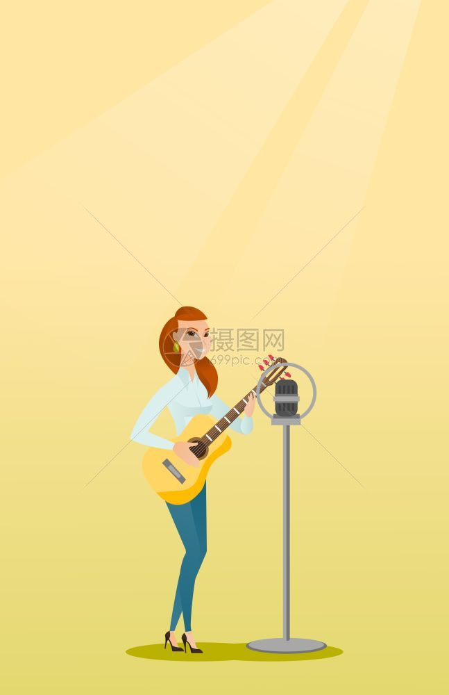 女吉他手唱着一首歌图片