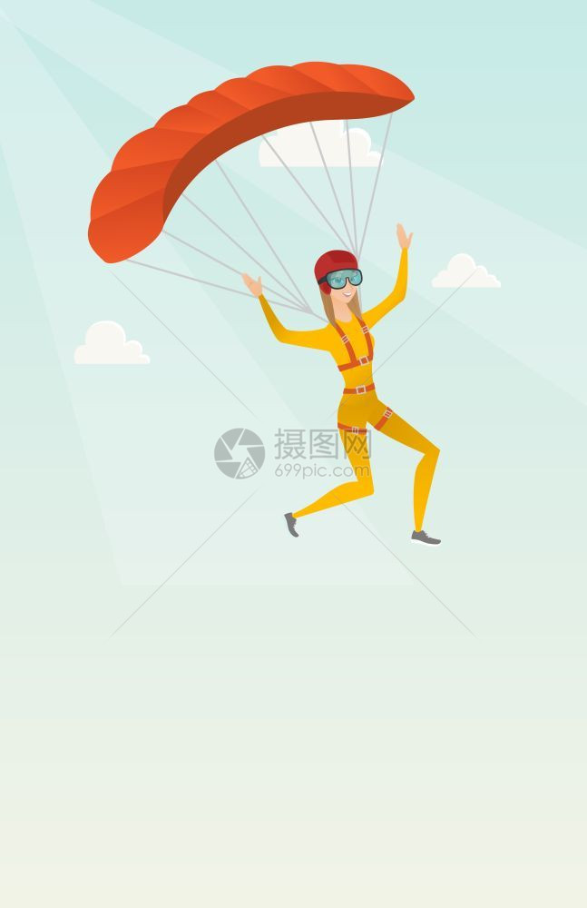 年轻女子跳降落伞图片