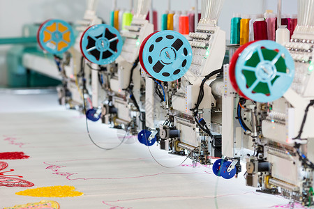 缝纫厂的设备织物高清图片素材