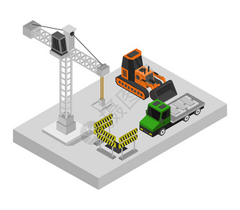 工地施工中的3D矢量插图图片