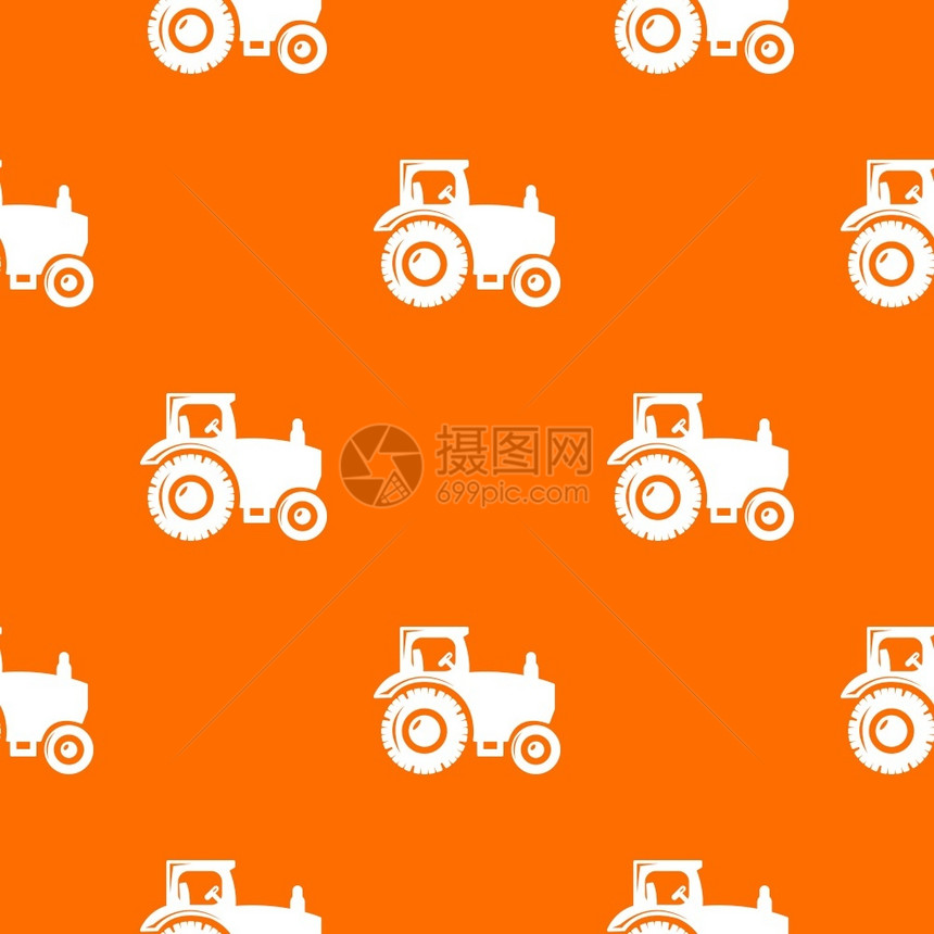 橙色拖拉机模式矢量图图片