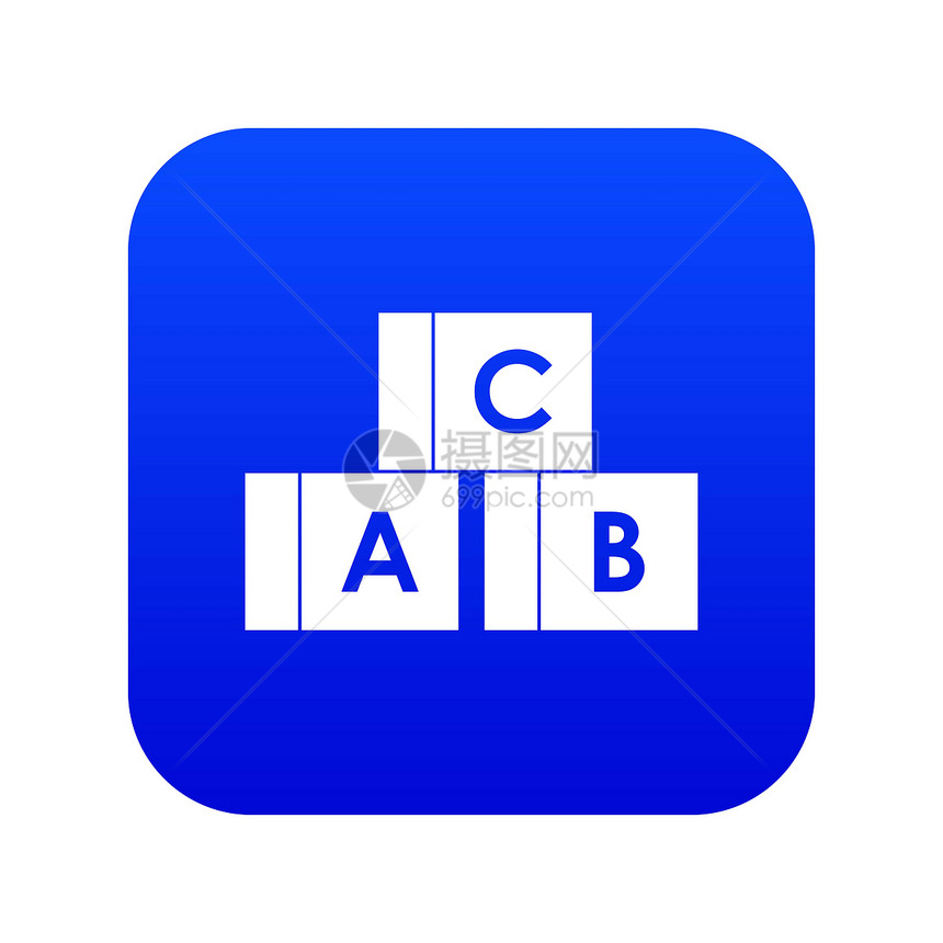 字母表立方体与字母abc图标数字蓝色为任何设计孤立的白色矢量插图字母立方体与字母abc图标数字蓝色图片