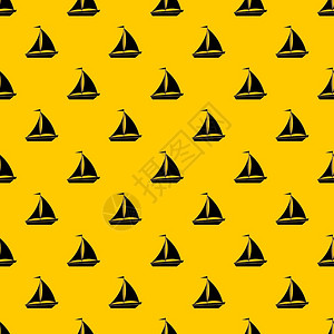 小船帆船轮船快艇游轮黄色平铺矢量背景图图片