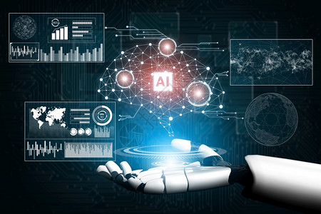 3d使未来机器人技术开发工智能和机器学习概念成为未来机器人技术开发3d为人类未来生命进行全球机器人生物科学研究编程高清图片素材