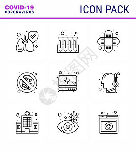 9行图标如监督紧急情况绷带危险安全冠状2019Nov病媒设计要素图片
