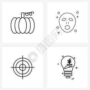 4个现代象形食品图目标南瓜银河系生态矢量图片