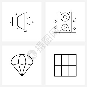 现代风格由4行象形阵格声音气球电流子网矢量插图组成图片