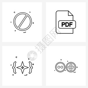 不基于4行象形图网格的现代样式集牙套安全文档按钮矢量插图图片