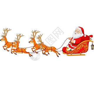 圣诞卡通徒带驯鹿雪橇背景图片