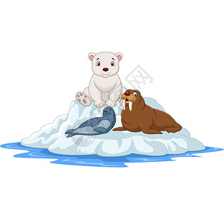 冰山上的北极动物漫画图片