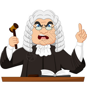 律师法官愤怒的男法官拿着手锤指插画