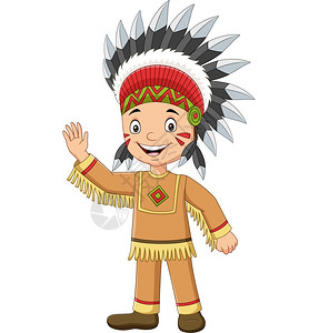 卡通本地男孩印安美国人挥舞高清图片