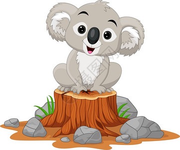考拉动物坐在树桩上考拉设计图片