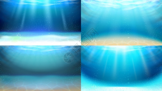 唯美海底阳光照射矢量背景图背景图片