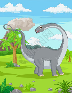 磷灰石丛林中的卡通恐龙插画
