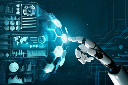 3d使未来机器人技术开发工智能和机器学习概念成为未来机器人技术开发3d为人类未来生命进行全球机器人生物科学研究背景图片