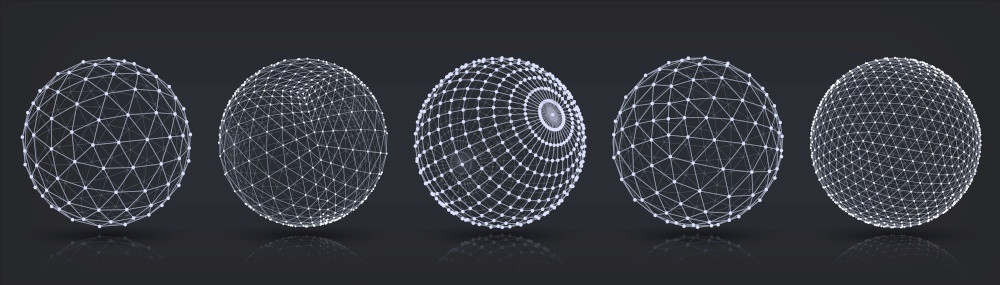 三维立体球体模型矢量插图图片