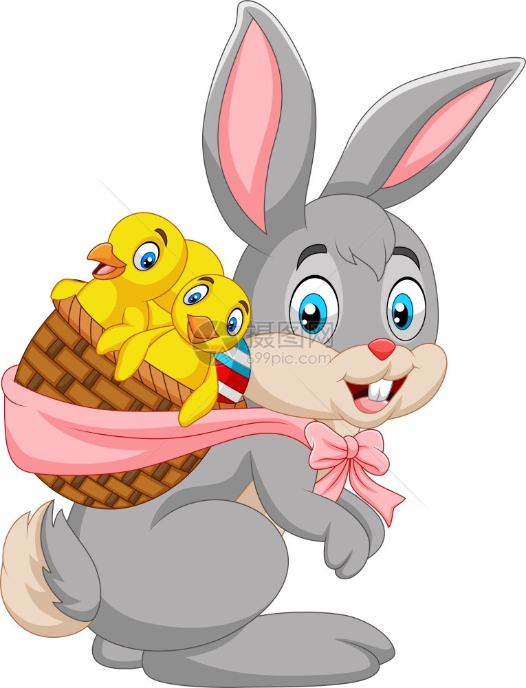 兔子携带一篮婴儿小鸡图片