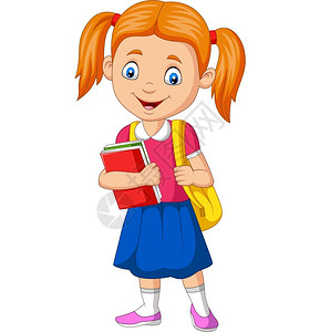带书和背包的快乐学校女孩图片