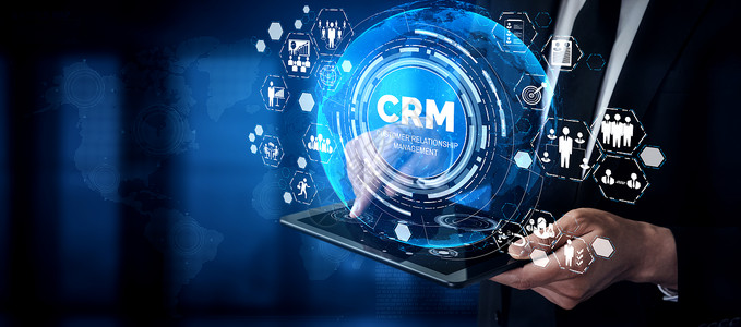 为商业销售营系统概念进行客户关系管理在服务应用程序的未来图形界面中提出以支持crm数据库分析背景图片
