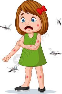 被蚊子咬的卡通小女孩高清图片