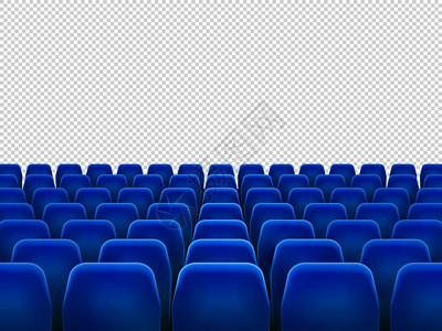 生活如歌电影戏剧或歌的蓝臂椅现实的一排配有看电影的椅子面对透明背景的座位带空场景矢量插图的电影厅孤立的电影戏剧或歌的蓝臂椅现实的一排座位插画
