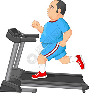 奔现胖子在跑步机上奔插画