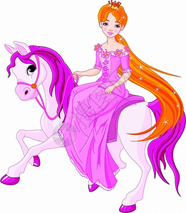 穿粉红色裙子骑马的公主图片