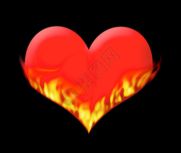 在燃烧的心脏计算机图形图片