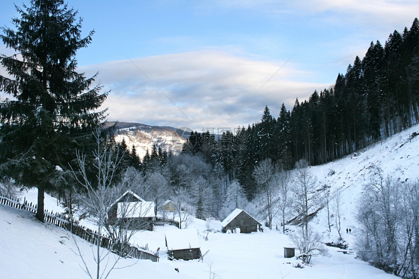 喀尔巴阡山脉的Kvasy村图片