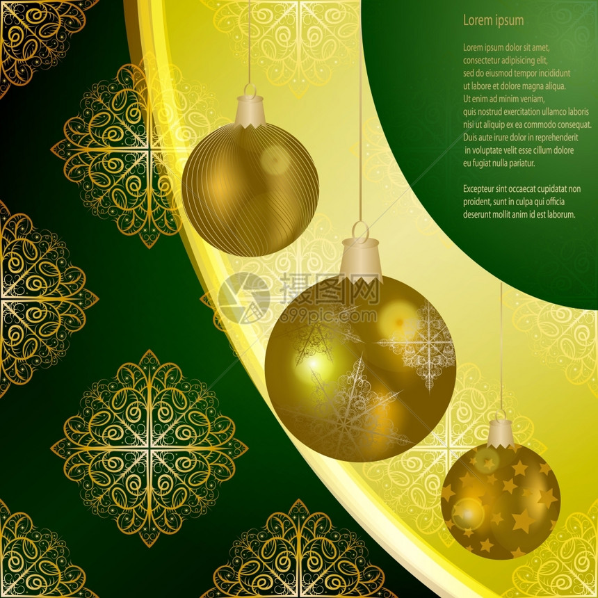 eps10带雪花圣诞节球和文字位置的矢量背景图片