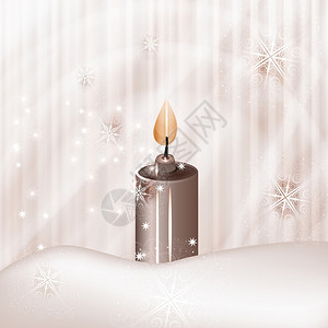 eps10冬季背景用雪花和恒星燃烧圣诞节蜡烛的矢量图片